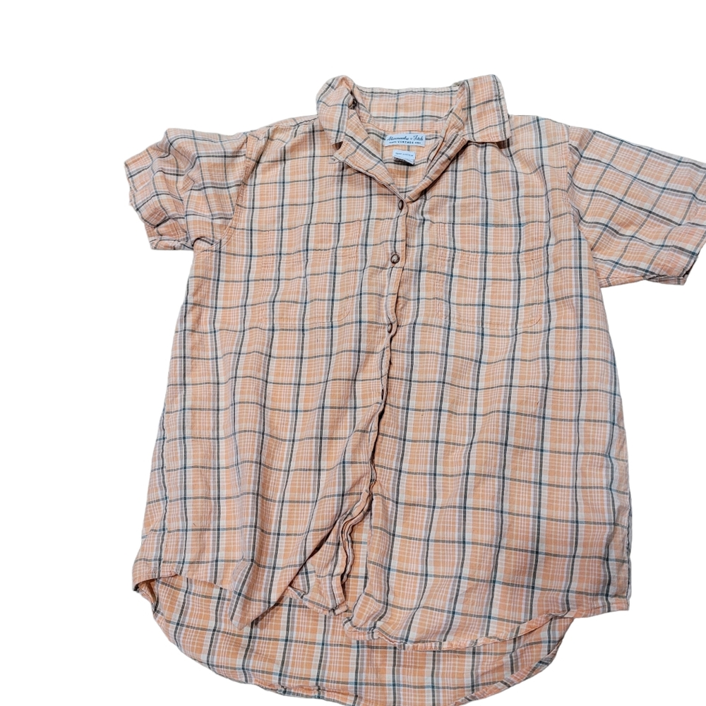 Abercrombie & Fitch Orange Plaid Button-Down Shirt